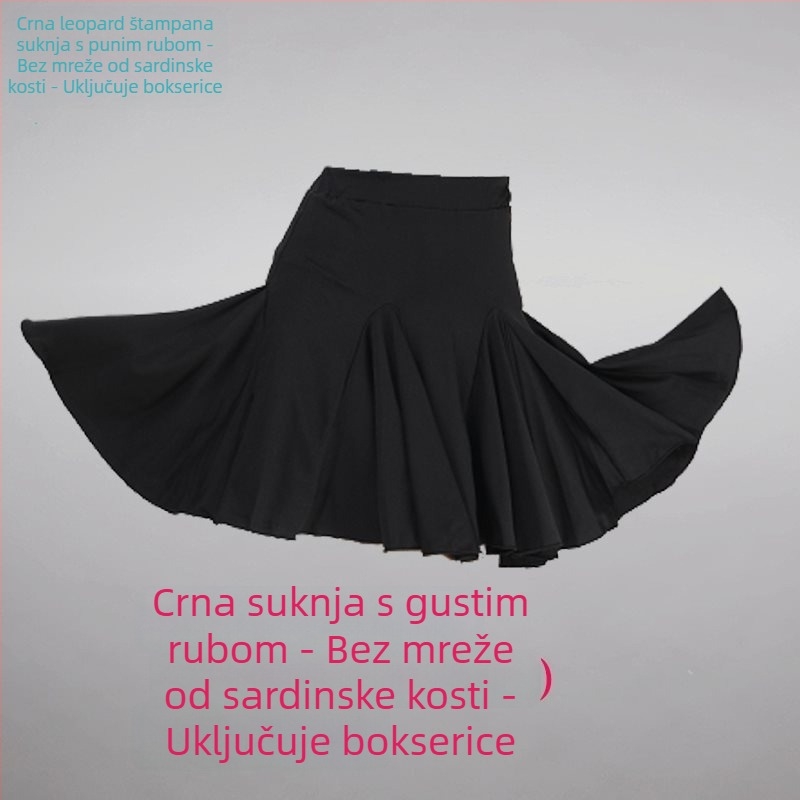 Latino plesni trening set (top s polu rukav i suknja s velikim swingom) – proljeće 2025, PVC tkanina, do 30% sadržaja, kineski stil, književno retro dizajn