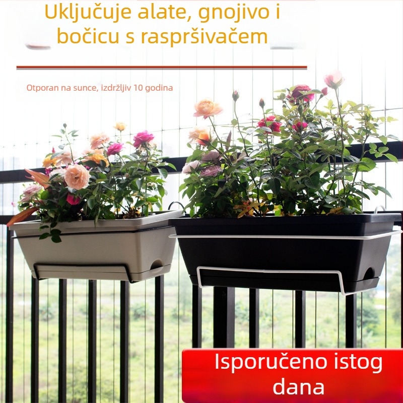 Plastična posuda za cvijeće za balkon, pravokutni dugački korito za cvijeće, nordijski stil, velika veličina, za kućnu upotrebu