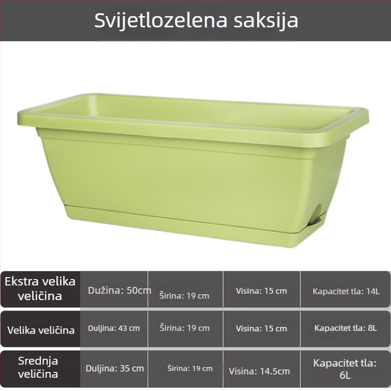 Plastična posuda za cvijeće za balkon, pravokutni dugački korito za cvijeće, nordijski stil, velika veličina, za kućnu upotrebu