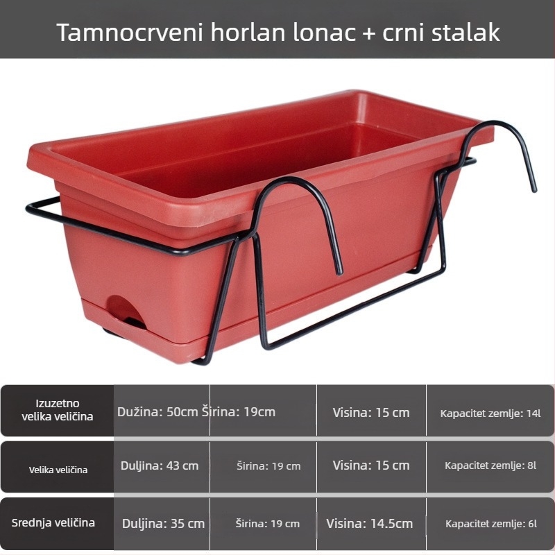 Plastična posuda za cvijeće za balkon, pravokutni dugački korito za cvijeće, nordijski stil, velika veličina, za kućnu upotrebu