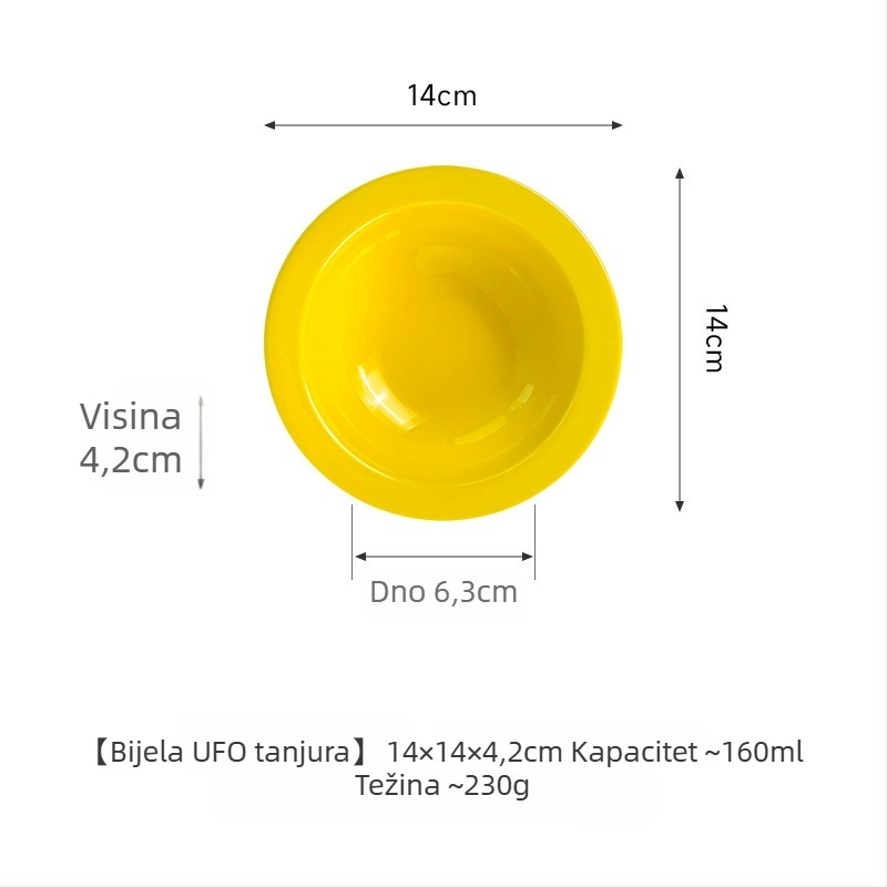 Keramička zdjelica za mačke u obliku letećeg tanjura s zaštitom ruba