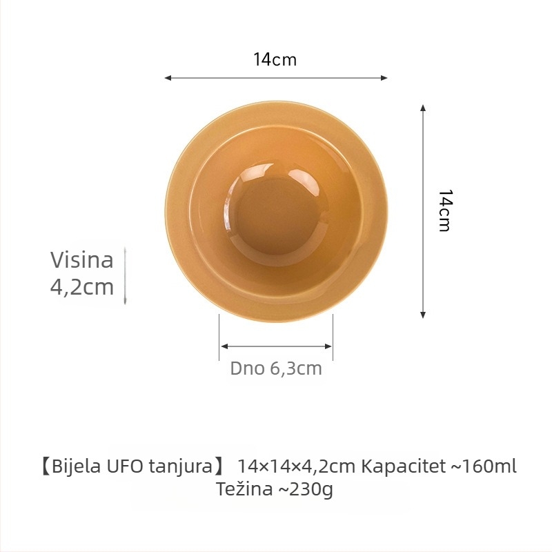 Keramička zdjelica za mačke u obliku letećeg tanjura s zaštitom ruba