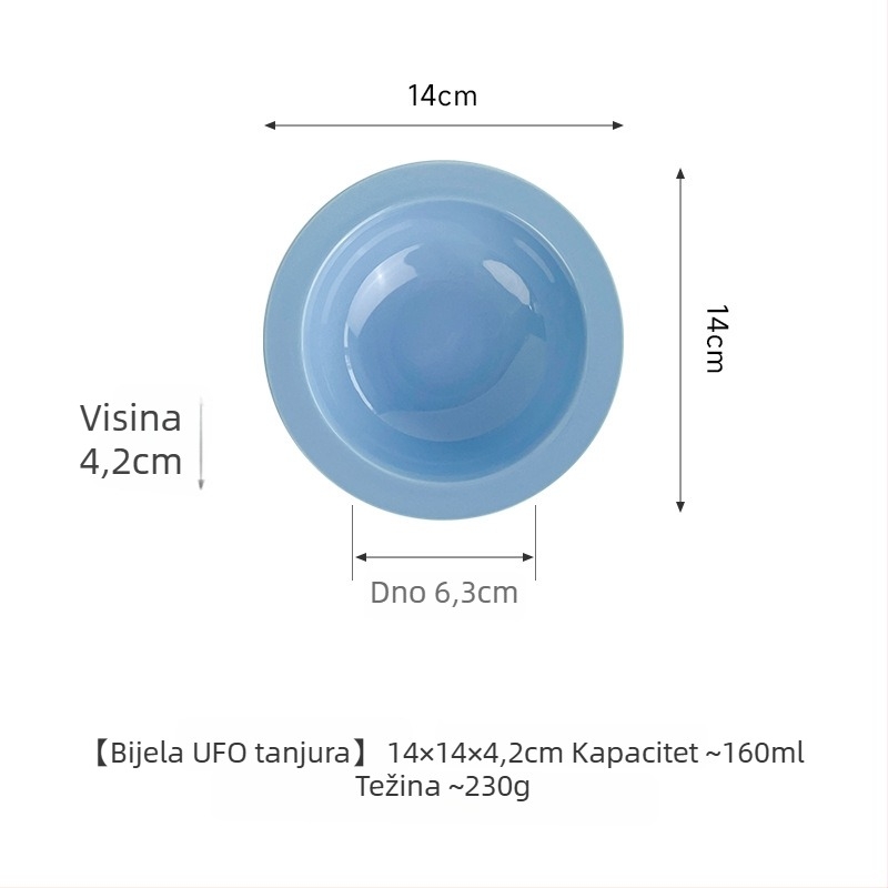 Keramička zdjelica za mačke u obliku letećeg tanjura s zaštitom ruba