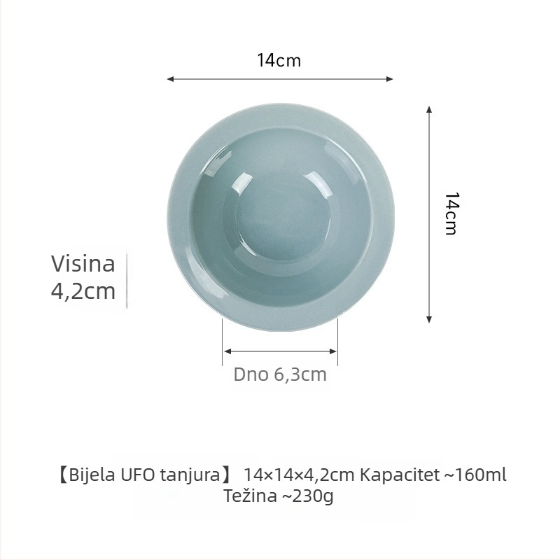 Keramička zdjelica za mačke u obliku letećeg tanjura s zaštitom ruba