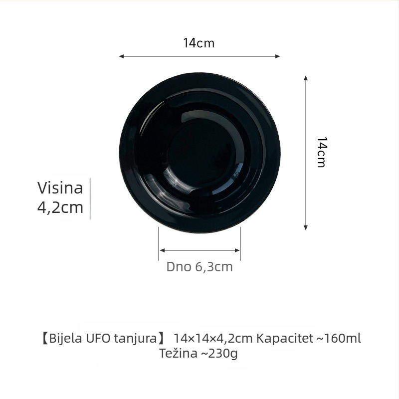 Keramička zdjelica za mačke u obliku letećeg tanjura s zaštitom ruba