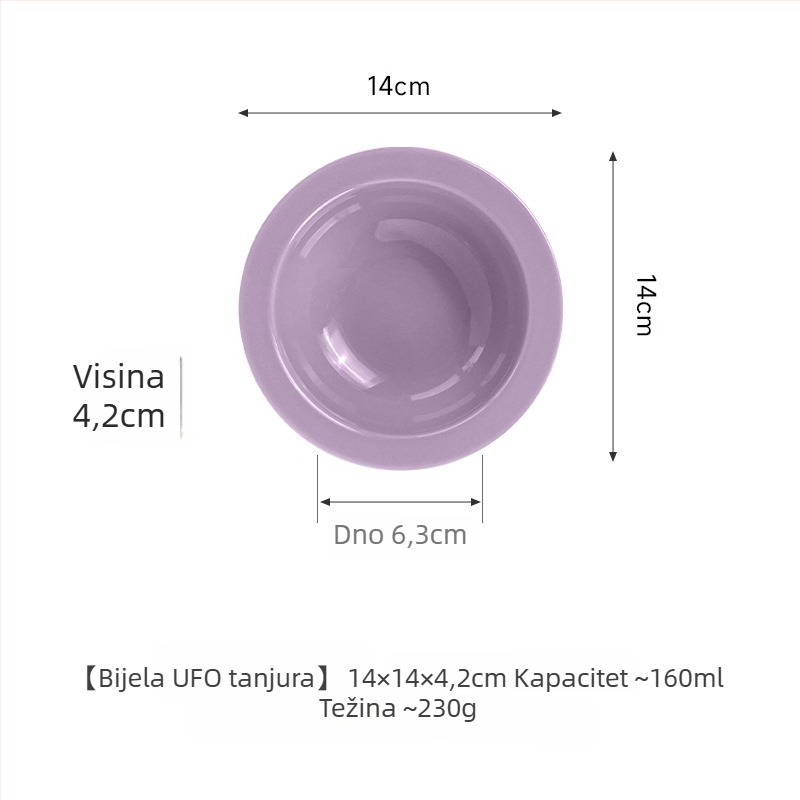Keramička zdjelica za mačke u obliku letećeg tanjura s zaštitom ruba