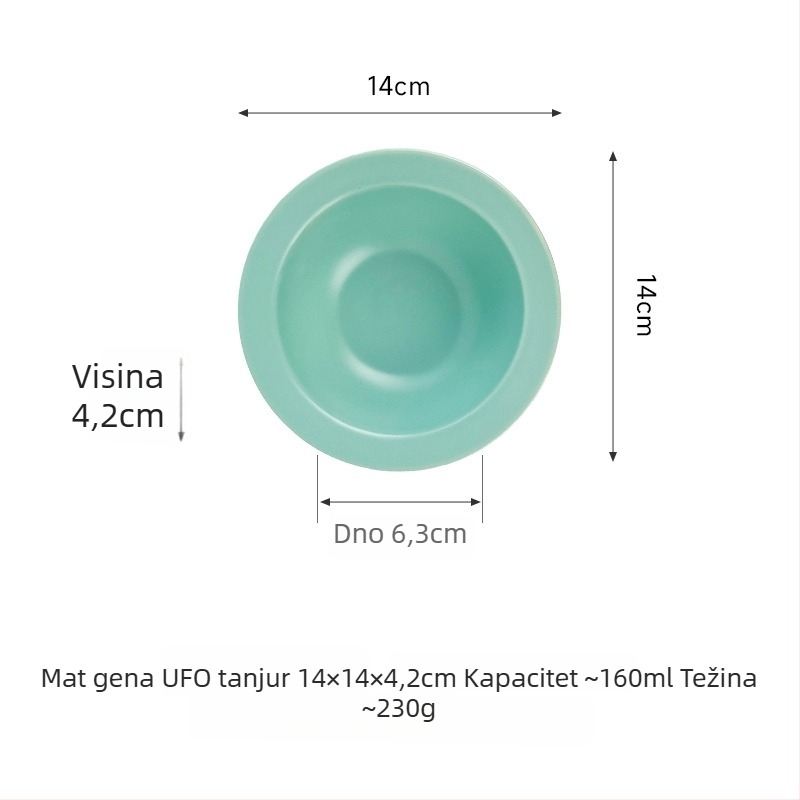 Keramička zdjelica za mačke u obliku letećeg tanjura s zaštitom ruba