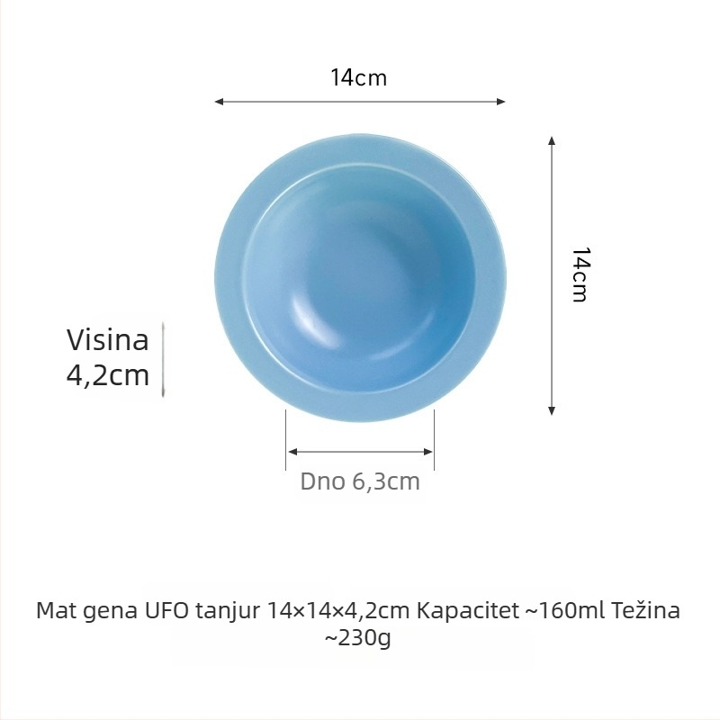 Keramička zdjelica za mačke u obliku letećeg tanjura s zaštitom ruba
