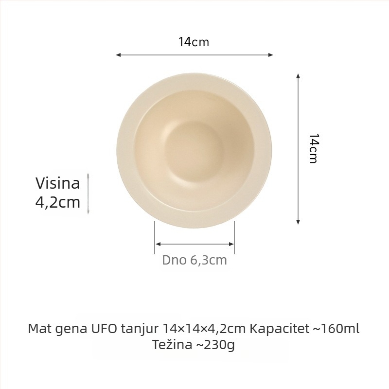 Keramička zdjelica za mačke u obliku letećeg tanjura s zaštitom ruba