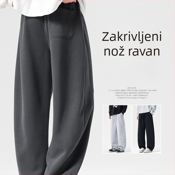 Muške zimske hlače ravnog kroja, opuštene, s flis unutarnjom podlogom