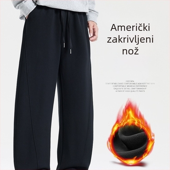 Muške zimske hlače ravnog kroja, opuštene, s flis unutarnjom podlogom
