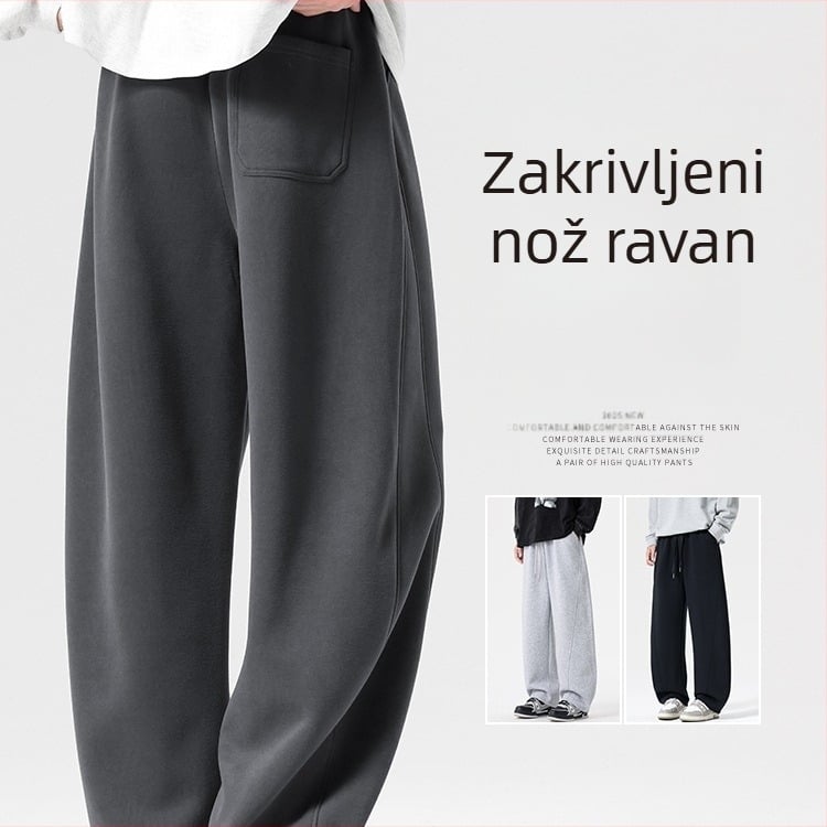 Muške zimske hlače ravnog kroja, opuštene, s flis unutarnjom podlogom