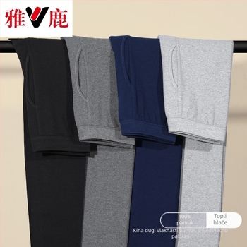 Muške termalne hlače od pamuka – debele, jednoslojni, 100% pamuk, jednobojne