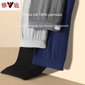 Muške termalne hlače od pamuka – debele, jednoslojni, 100% pamuk, jednobojne