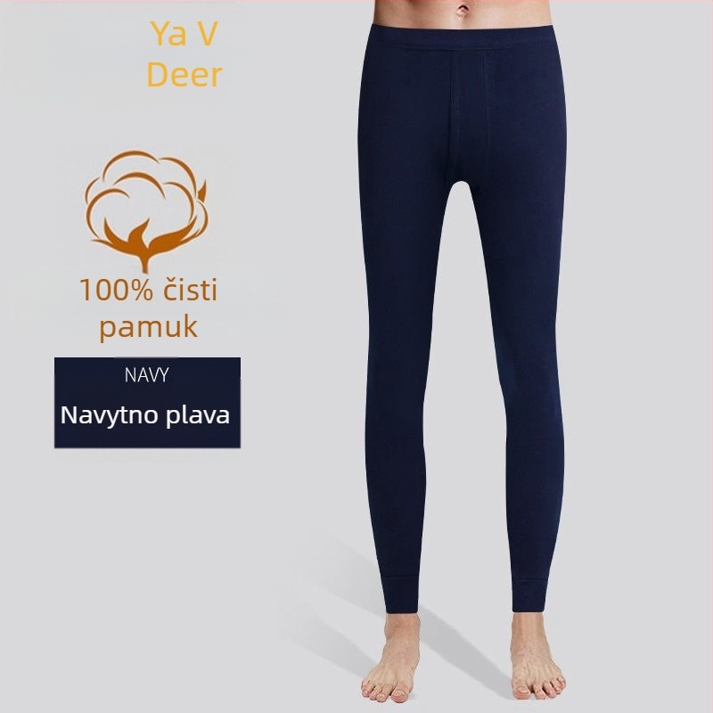 Muške termalne hlače od pamuka – debele, jednoslojni, 100% pamuk, jednobojne