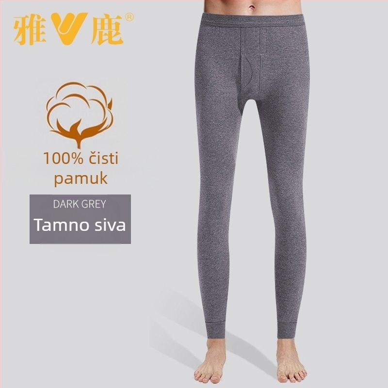Muške termalne hlače od pamuka – debele, jednoslojni, 100% pamuk, jednobojne