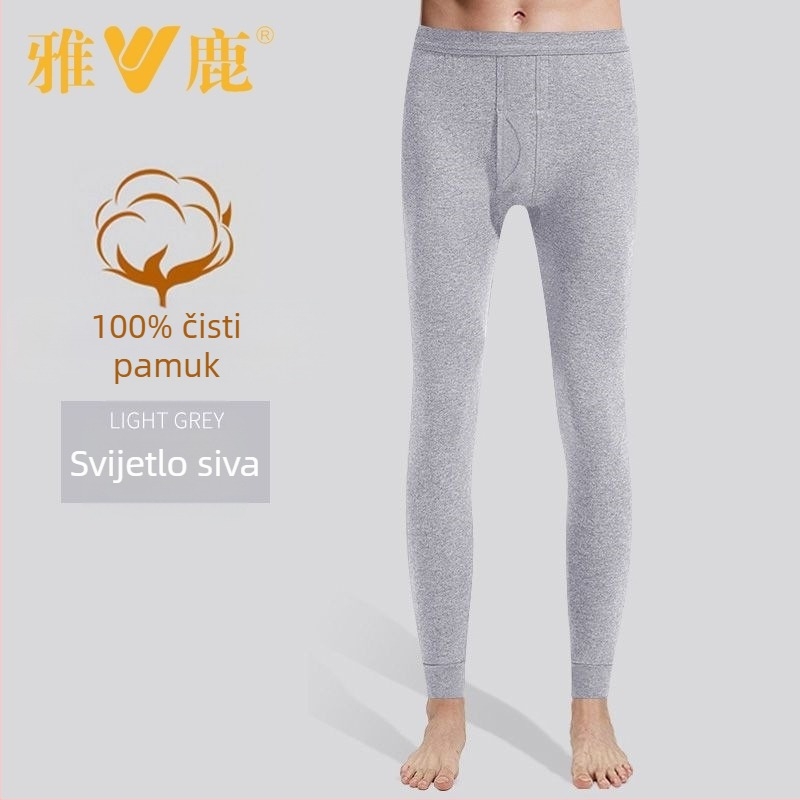 Muške termalne hlače od pamuka – debele, jednoslojni, 100% pamuk, jednobojne