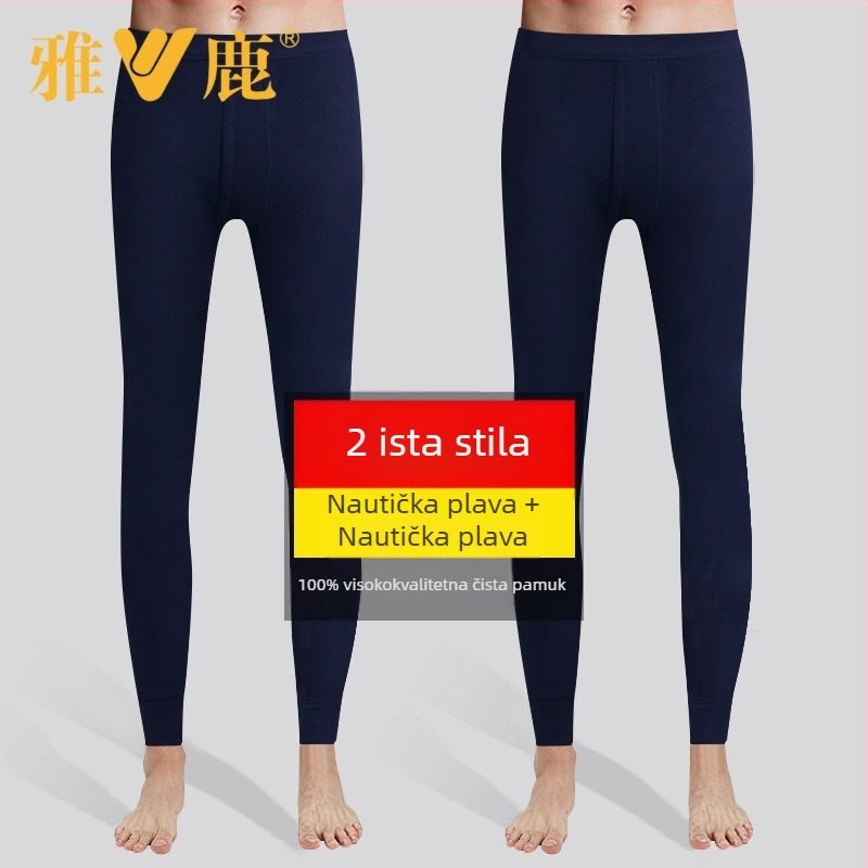 Muške termalne hlače od pamuka – debele, jednoslojni, 100% pamuk, jednobojne