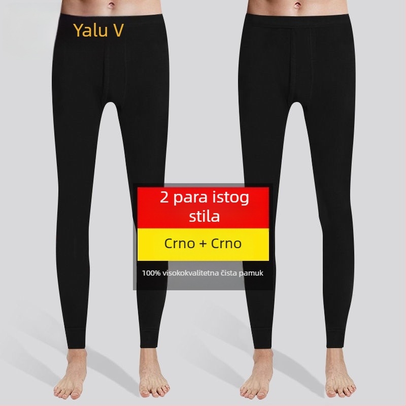 Muške termalne hlače od pamuka – debele, jednoslojni, 100% pamuk, jednobojne