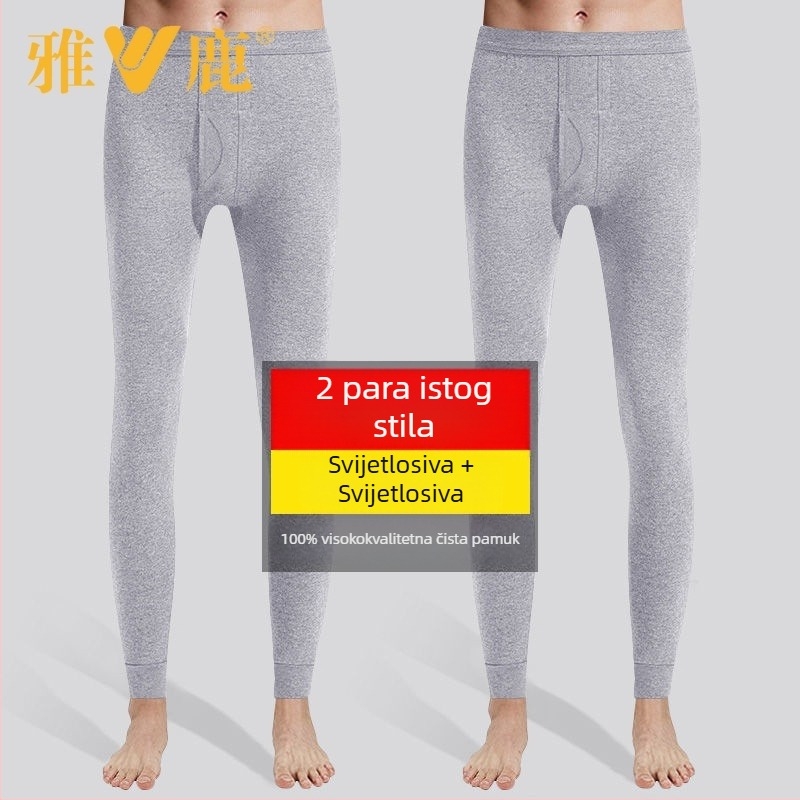 Muške termalne hlače od pamuka – debele, jednoslojni, 100% pamuk, jednobojne