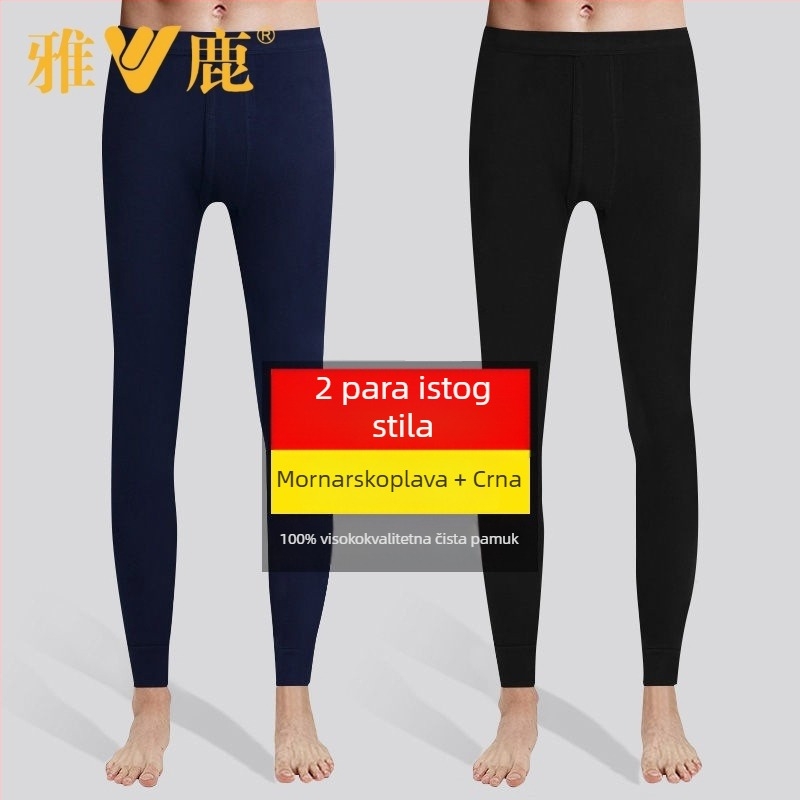 Muške termalne hlače od pamuka – debele, jednoslojni, 100% pamuk, jednobojne