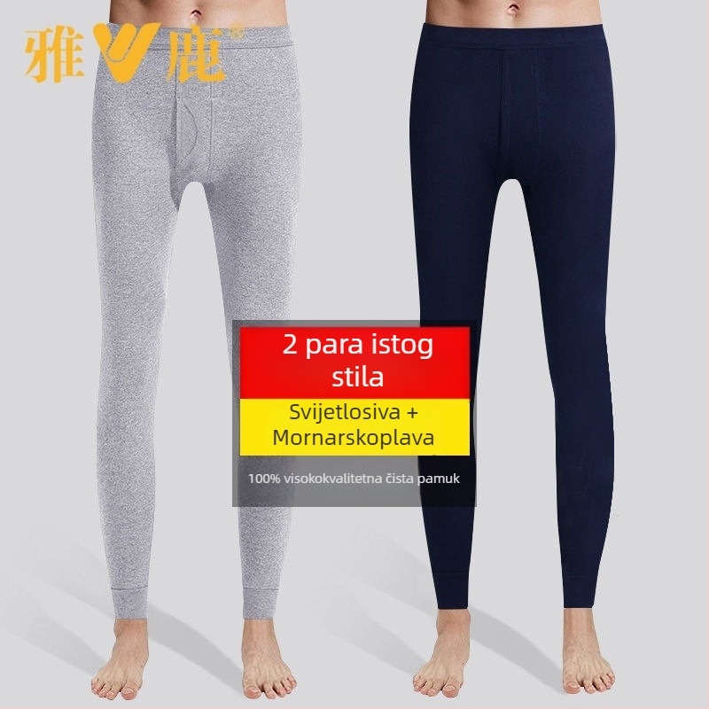 Muške termalne hlače od pamuka – debele, jednoslojni, 100% pamuk, jednobojne