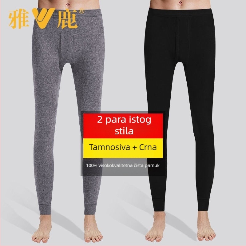 Muške termalne hlače od pamuka – debele, jednoslojni, 100% pamuk, jednobojne