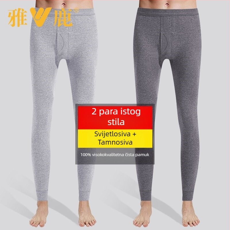 Muške termalne hlače od pamuka – debele, jednoslojni, 100% pamuk, jednobojne