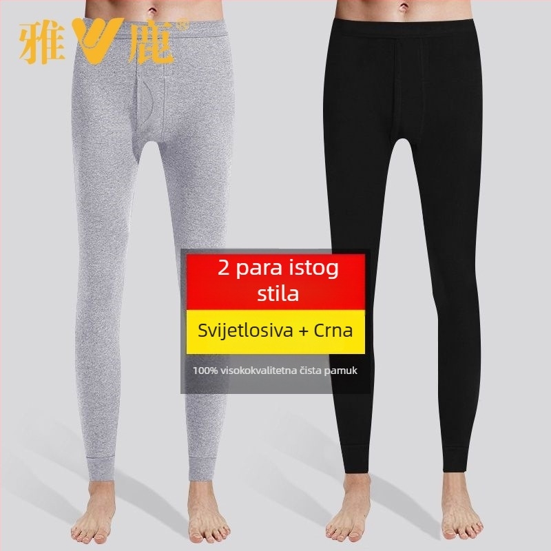 Muške termalne hlače od pamuka – debele, jednoslojni, 100% pamuk, jednobojne
