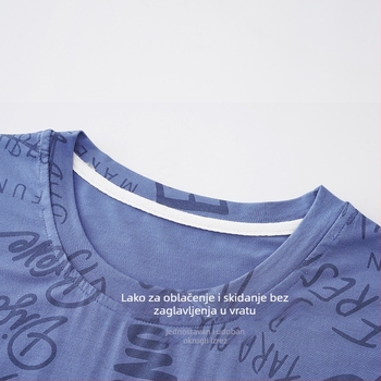 Muški set pidžama, okrugli ovratnik, 100% pamuk, srednja težina tkanine 181–200 g/m², jednostavan ležeran stil