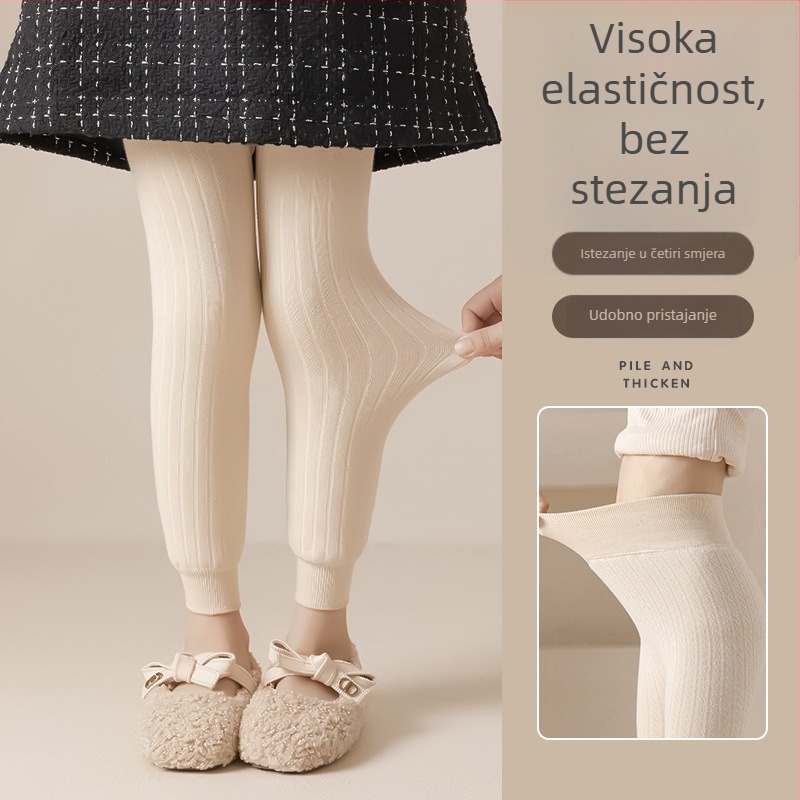 Dječje tajice s flisom iznutra, debeli zimski pamučni legging za djecu 3–8 godina