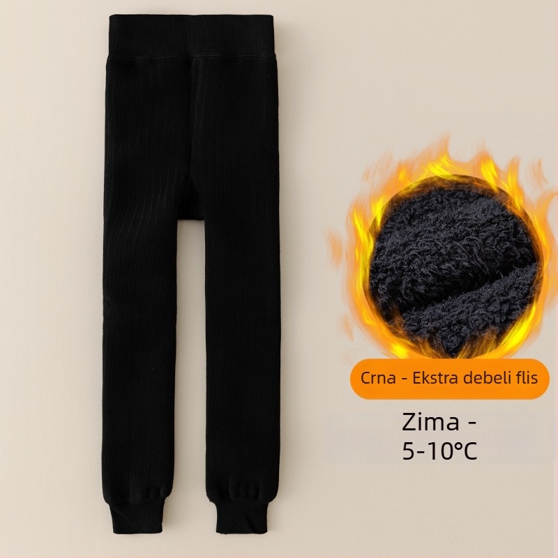 Dječje tajice s flisom iznutra, debeli zimski pamučni legging za djecu 3–8 godina