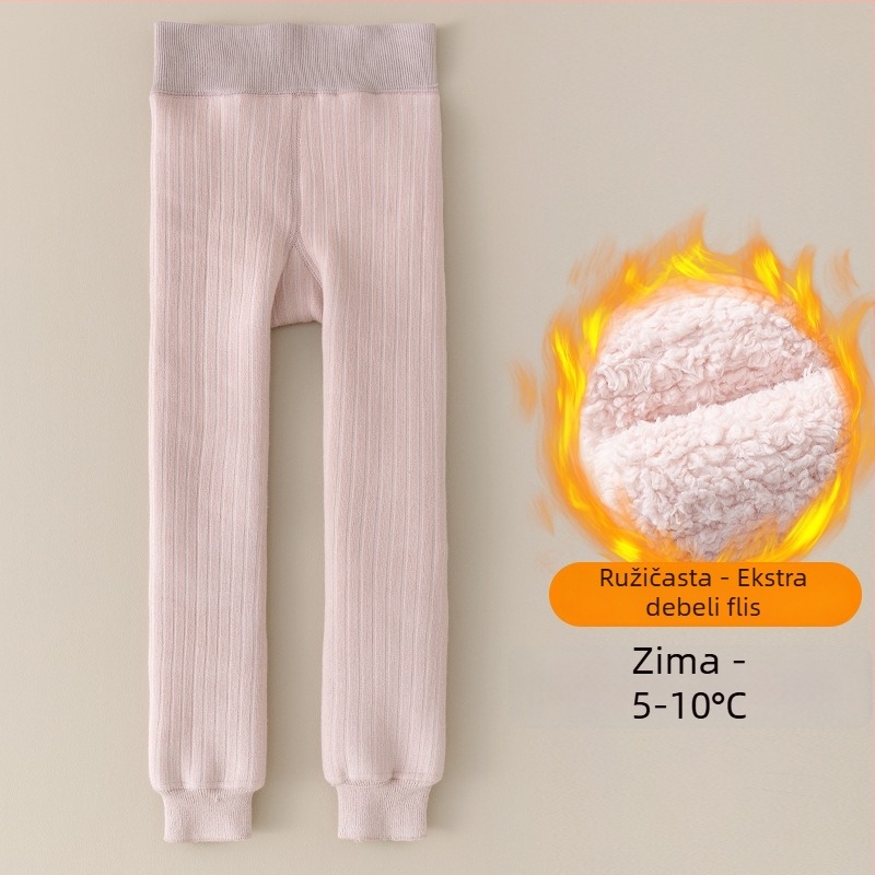 Dječje tajice s flisom iznutra, debeli zimski pamučni legging za djecu 3–8 godina