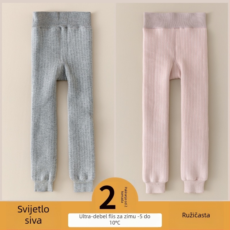 Dječje tajice s flisom iznutra, debeli zimski pamučni legging za djecu 3–8 godina
