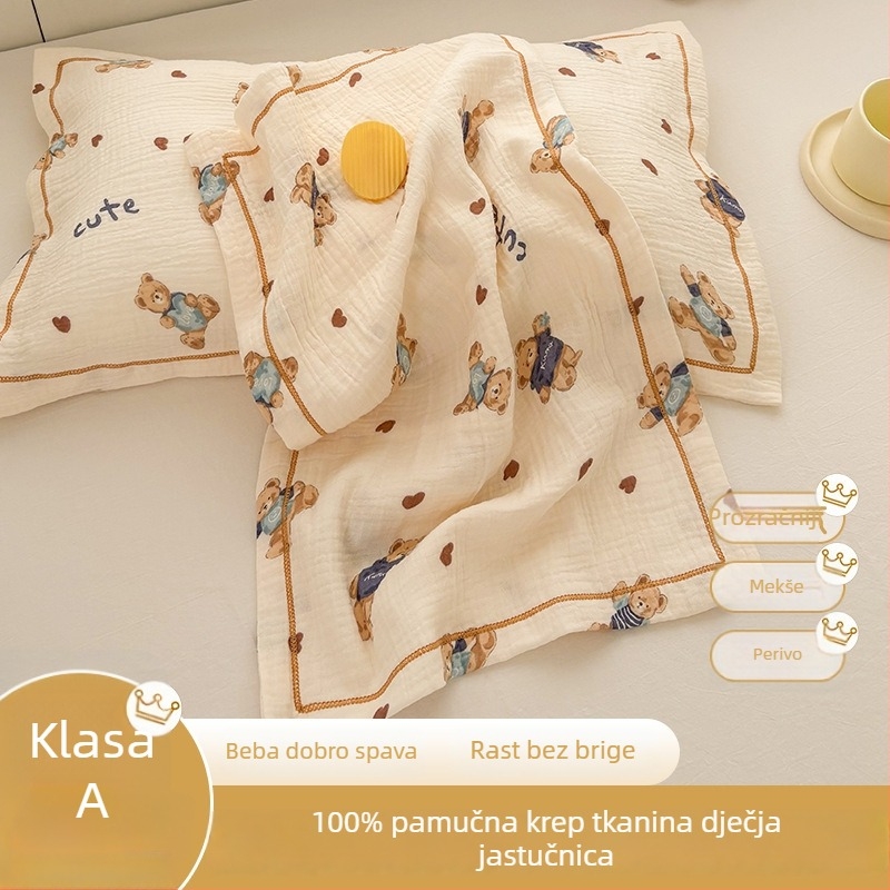 Dječja navlaka za jastuk od 100% pamuka, dvostruki sloj vlakna, crtani motiv, veličina 30×50 cm.