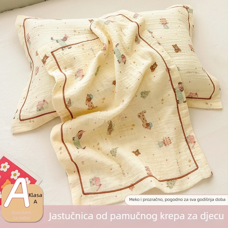 Dječja navlaka za jastuk od 100% pamuka, dvostruki sloj vlakna, crtani motiv, veličina 30×50 cm.