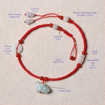 Nefritova anklet za gležanj, stil online zvijezde, motiv životinjskog zodijaka, zima 2023