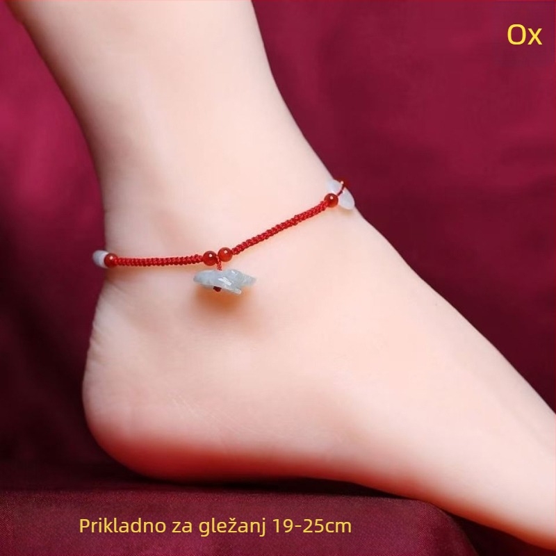 Nefritova anklet za gležanj, stil online zvijezde, motiv životinjskog zodijaka, zima 2023