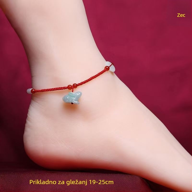 Nefritova anklet za gležanj, stil online zvijezde, motiv životinjskog zodijaka, zima 2023