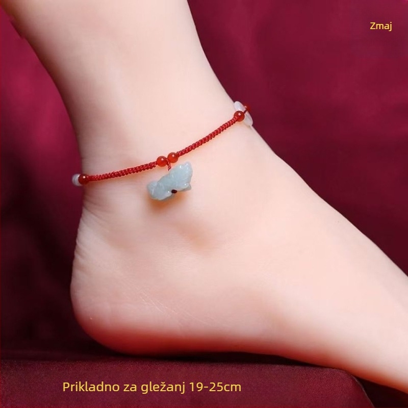 Nefritova anklet za gležanj, stil online zvijezde, motiv životinjskog zodijaka, zima 2023