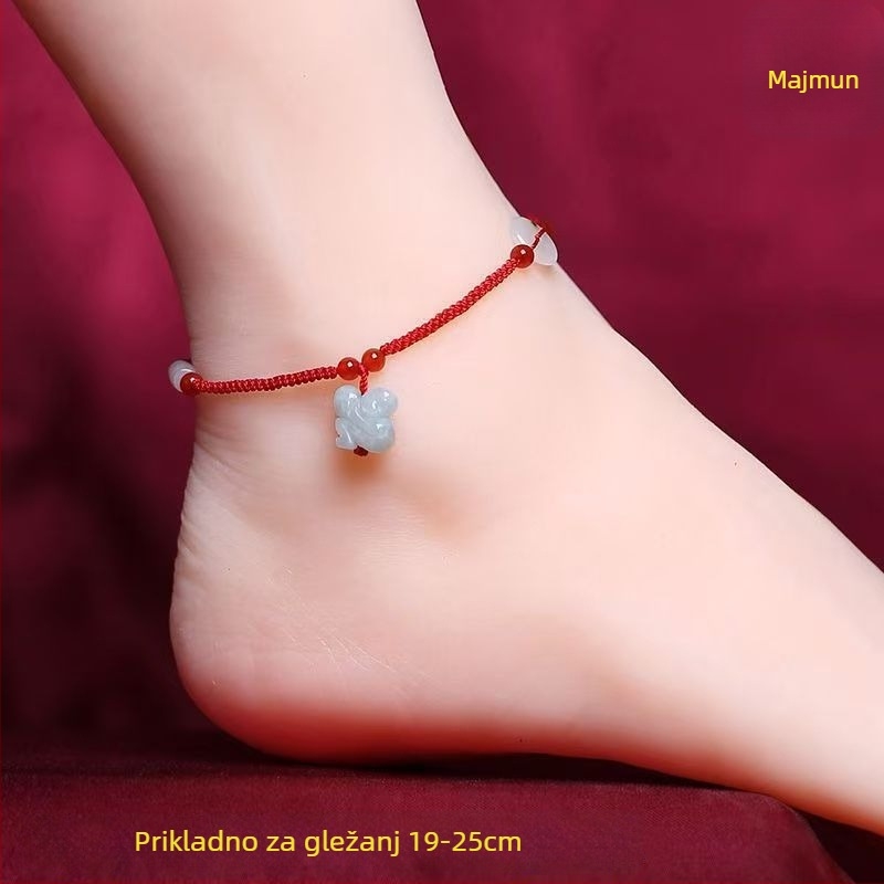 Nefritova anklet za gležanj, stil online zvijezde, motiv životinjskog zodijaka, zima 2023