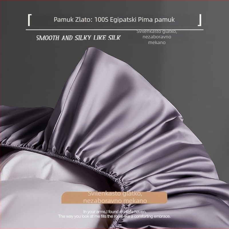 Fitted sheet set od dugog pamuka s zaštitom madraca, protuklizni pokrov, 3-djelni set, jednobojan, twill tkanina, reaktivno bojanje