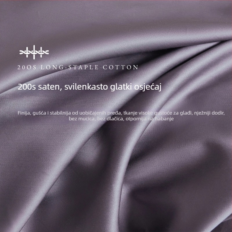 Fitted sheet set od dugog pamuka s zaštitom madraca, protuklizni pokrov, 3-djelni set, jednobojan, twill tkanina, reaktivno bojanje