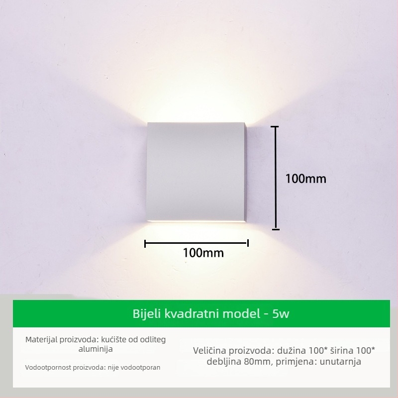 Vanjska zidna LED svjetiljka s aluminijskim sjenilom i aluminijskim tijelom, napon ≤36V