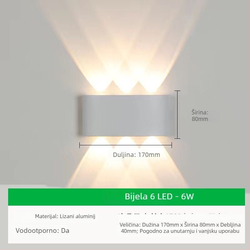 Vanjska zidna LED svjetiljka s aluminijskim sjenilom i aluminijskim tijelom, napon ≤36V