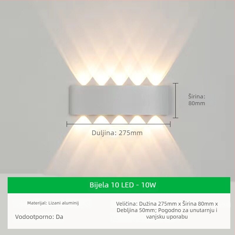 Vanjska zidna LED svjetiljka s aluminijskim sjenilom i aluminijskim tijelom, napon ≤36V