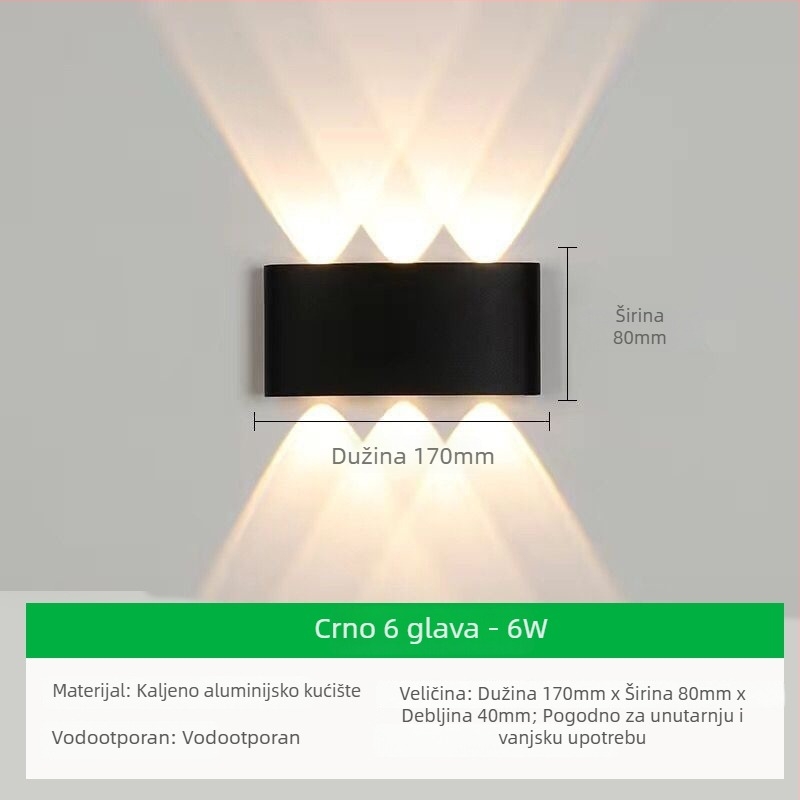 Vanjska zidna LED svjetiljka s aluminijskim sjenilom i aluminijskim tijelom, napon ≤36V