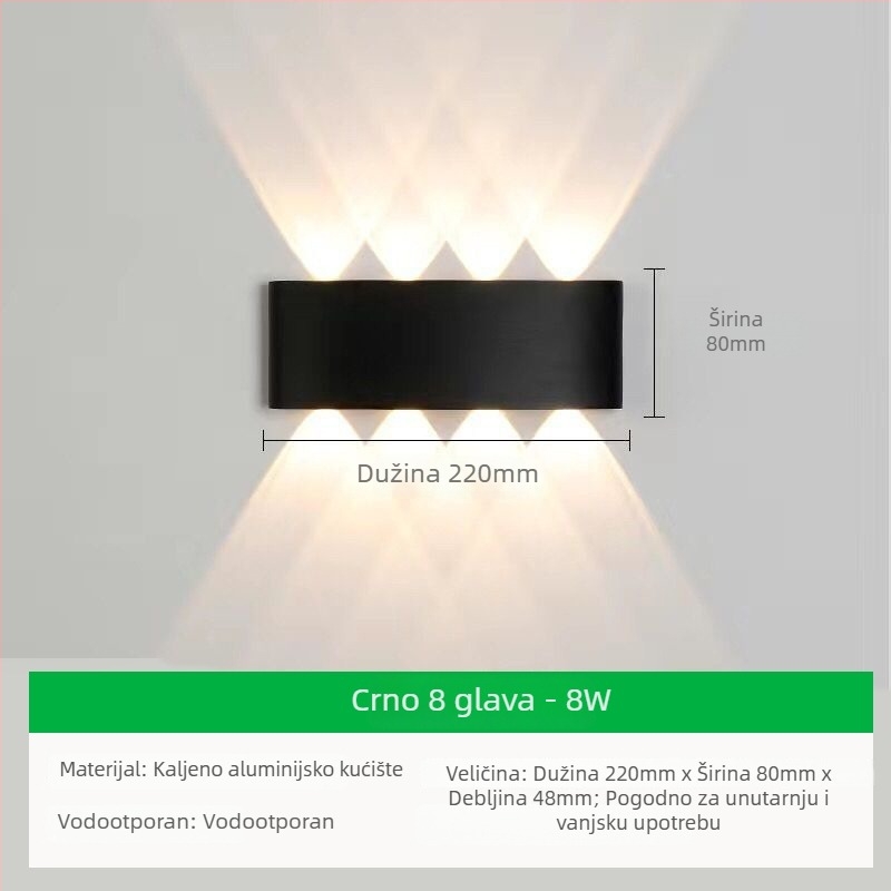 Vanjska zidna LED svjetiljka s aluminijskim sjenilom i aluminijskim tijelom, napon ≤36V