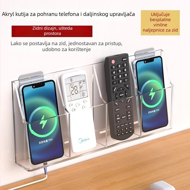 ABS zidni kutija za pohranu daljinskih upravljača i telefona — moderni minimalistički stil, pohrana i organizacija, mogućnost prilagodbe