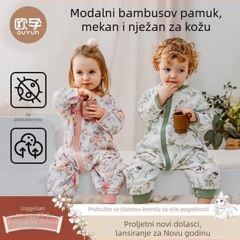 Dječji spavaći vreć za proljeće i ljeto, bambus-pamučna gazirana tkanina, s odvojenim nogama, za sve sezone